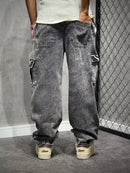 CALÇA CARGO STONED BASIC JEANS